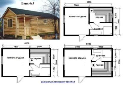 Planul unei băi cu un pisc de blocuri și un fascicul rusesc, o schemă de construcție, video și fotografii