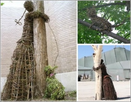 Stroking o pisica cu un copac! Sculptura sculpturii de la tijele agnieshka shredzik și Victor shostalo
