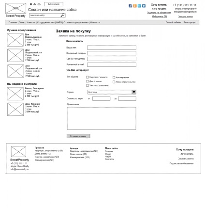 Dezvoltarea de modele standard de pagini tipice, crearea unui site web pentru o agentie imobiliara