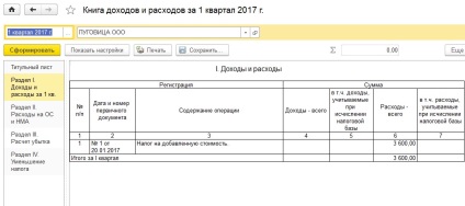 Изпълнение на ДДС за организацията на USN в програмата 1C Enterprise 8 - Счетоводство, без да се притеснява