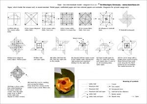 Rose origami az összeszerelési sémákban és a fotó mester osztályban