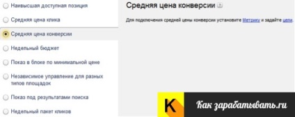 Strategia impresiilor din Yandex directe - pe care să o alegeți