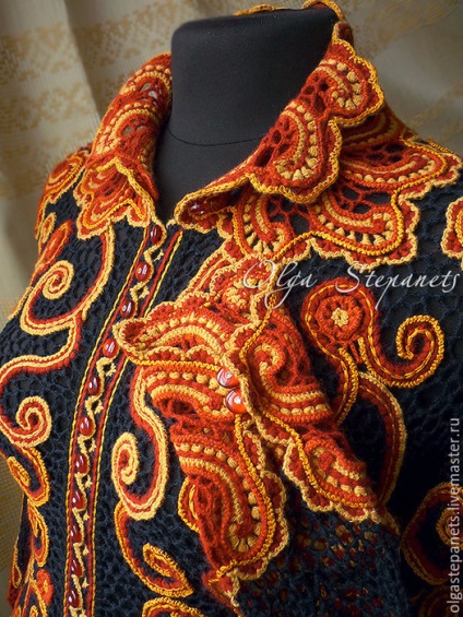 Tricotăm o jachetă originală cu Kolovrat în culorile picturii Khokhloma