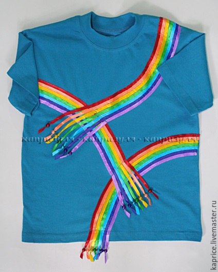 Luminos curcubeu de panglici decora un tricou pentru copii - târg de meșteri - manual, manual