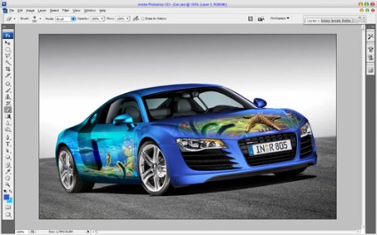 Aerografia pe mașină, tuningul exterior al mașinii, adăugăm mașini neobișnuite în lecția Photoshop -