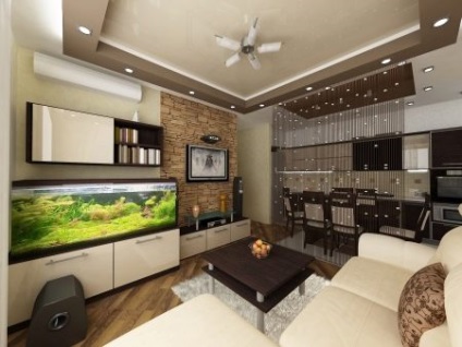 Design konyha-nappali terület 19-20 négyzetméter