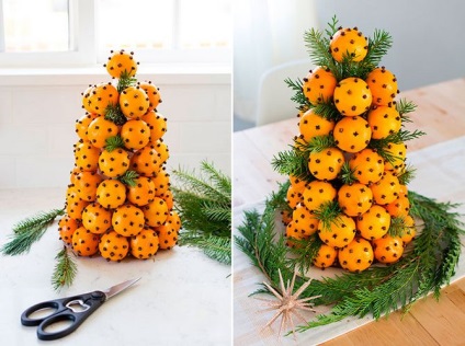 Pom de Crăciun de mandarine pentru masa de Anul Nou