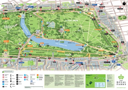 Hyde Park din Londra, plan (plan) al Hyde Park