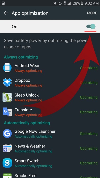 Hogyan használjuk a samsung touchwiz shell beépített optimalizációját?