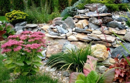 Cum să faci un tobogan alpin în casa țării, cu mâinile tale proprii de pietre, grădină perfectă și grădină