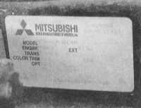 Mitsubishi galant, numere de identificare a mașinilor, galant Mitsubishi