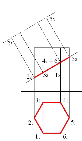 Construcția secțiunii unei prisme directe de către un plan de proiectare frontală folosind autocad