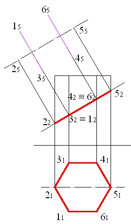 Construcția secțiunii unei prisme directe de către un plan de proiectare frontală folosind autocad