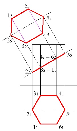 Construcția secțiunii unei prisme directe de către un plan de proiectare frontală folosind autocad