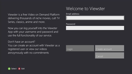Aplicația Viewster pe xbox 360