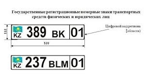 Plăcuțele de înmatriculare utilizate pe teritoriul Kazahstanului