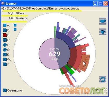 Scanner - utilitar pentru scanarea dimensiunilor și folderelor fișierelor pe disc - sovietolog