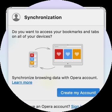 Sincronizarea datelor în browser, Opera