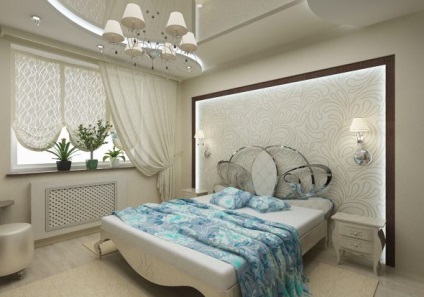 Luminile se aseamănă deasupra patului în vederea și aspectul dormitorului