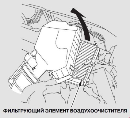 Înlocuirea filtrului de aer cu motorul Honda cr-v iii (cu motor pe benzină 2