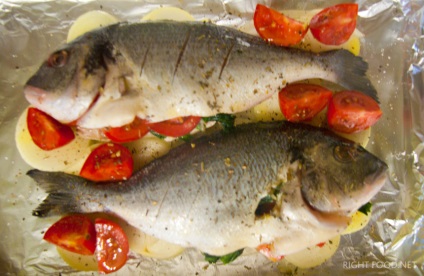 Sült hal zöldségekkel, lépésről-lépésre recept fotóval