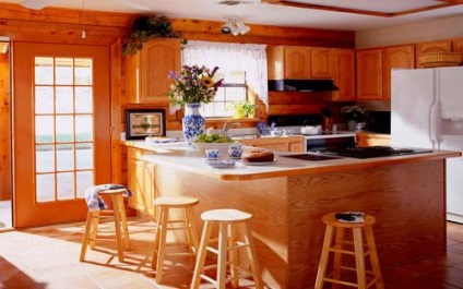 Design de bucatarie din lemn, interior, fotografie