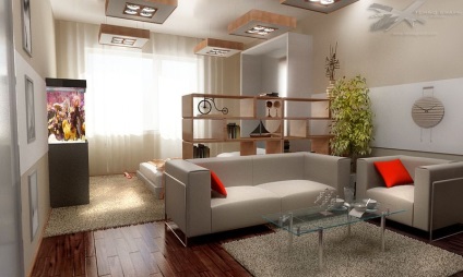 Designul camerei de sufragerie de 16 mp în apartament este interiorul halei, bucătăria din camera de zi, dormitorul camerei de zi, fotografia, repararea