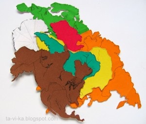 Puzzle geografic cu mâinile noastre, să învețe cum să joace