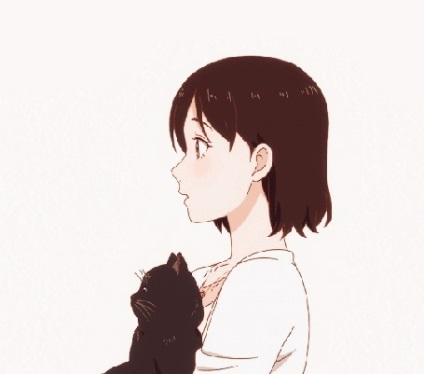 Gif Animatie fata cu pisica de la anime kanojo la kanojo no neko