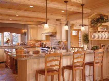 Bucătărie în interiorul casei de lemn idei de fotografie de interior