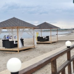 Plajă, stea de parc de agrement, foișor cu grătar în Novosibirsk