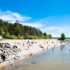 Plajă, stea de parc de agrement, foișor cu grătar în Novosibirsk