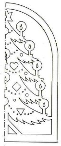 Model de copac de Craciun din hârtie, șablon de Anul Nou pe fereastră