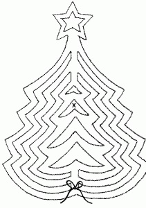 Model de copac de Craciun din hârtie, șablon de Anul Nou pe fereastră
