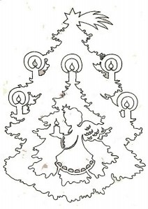 Modele de pom de Crăciun pentru tăierea hârtiei, mamă activă