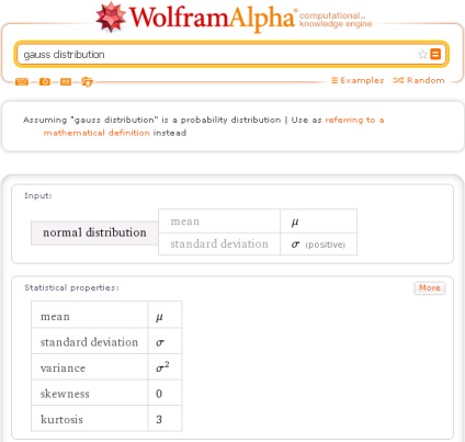 Wolframalpha în distribuțiile probabilităților ruse continue în wolfram, alpha