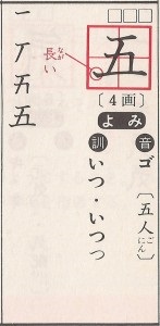 Hierogliful japonez numere de la 1 la 5
