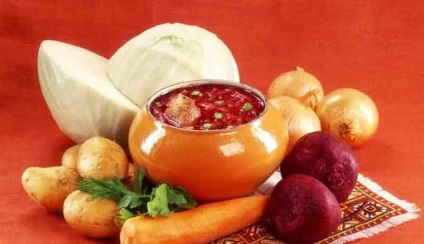 Borsch într-o oală în cuptor