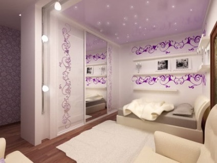 Tavanul violet din interior este frumusețea, eleganța și stilul inimitabil