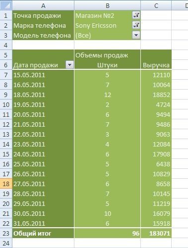 Formatarea tabelului rezumat Excel 2007