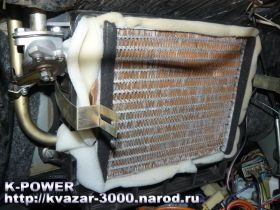 K-putere, radiator cu trei randuri de cupru al încălzitorului la ochi
