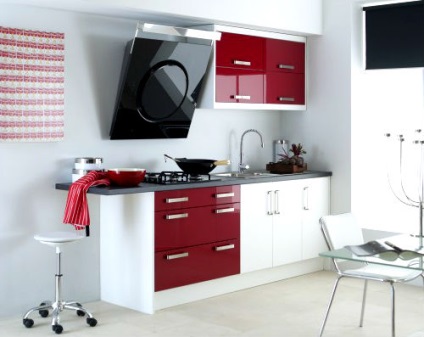 Interiorul bucătăriei roșii - rubin