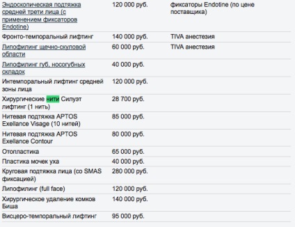 Szálak az arc lifthez (vélemények, árak, árak)