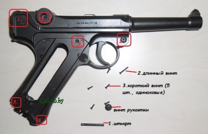 Pistole pneumatice de parabellum umarex p 08 (luger) - dezasamblare și reparații - pneumatice