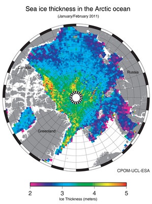 O nouă hartă a grosimii gheții a Arcticului, astronomie și astronautică astăzi