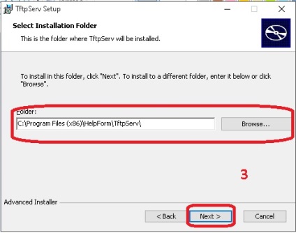 Instalarea serverului tftp pe ferestre, forma de ajutor