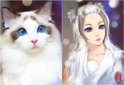 Artistul transformă cu pricepere pisicile domestice în personaje anime, umkra