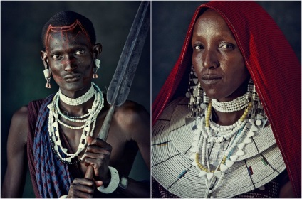 14 fotografii colorate ale reprezentanților poporului african indigen Masai