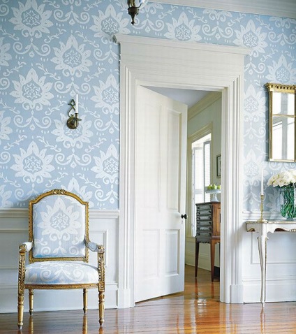 Tapet albastru în dormitor - excelent pentru crearea unui interior liniștit