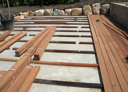 Pardoseala pentru terase din lemn, polimer, tipuri, dimensiuni de parchet, foto si